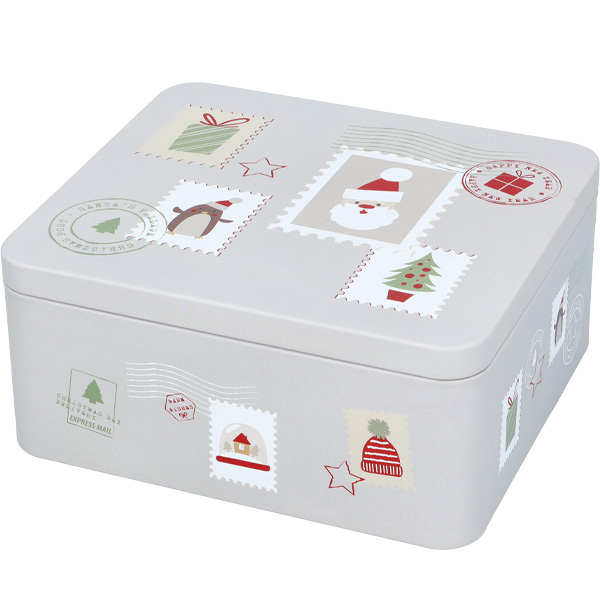 Das Bild zeigt die Gebäckdose Dear Santa, eckig, Größe L. Sie eignet sich gut für Weihnachtsgebäck und ist liebevoll gestaltet.