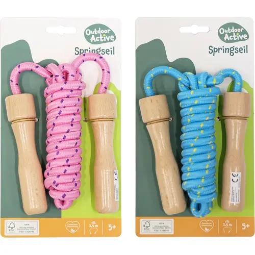 Springseil bunt, Holzgriff