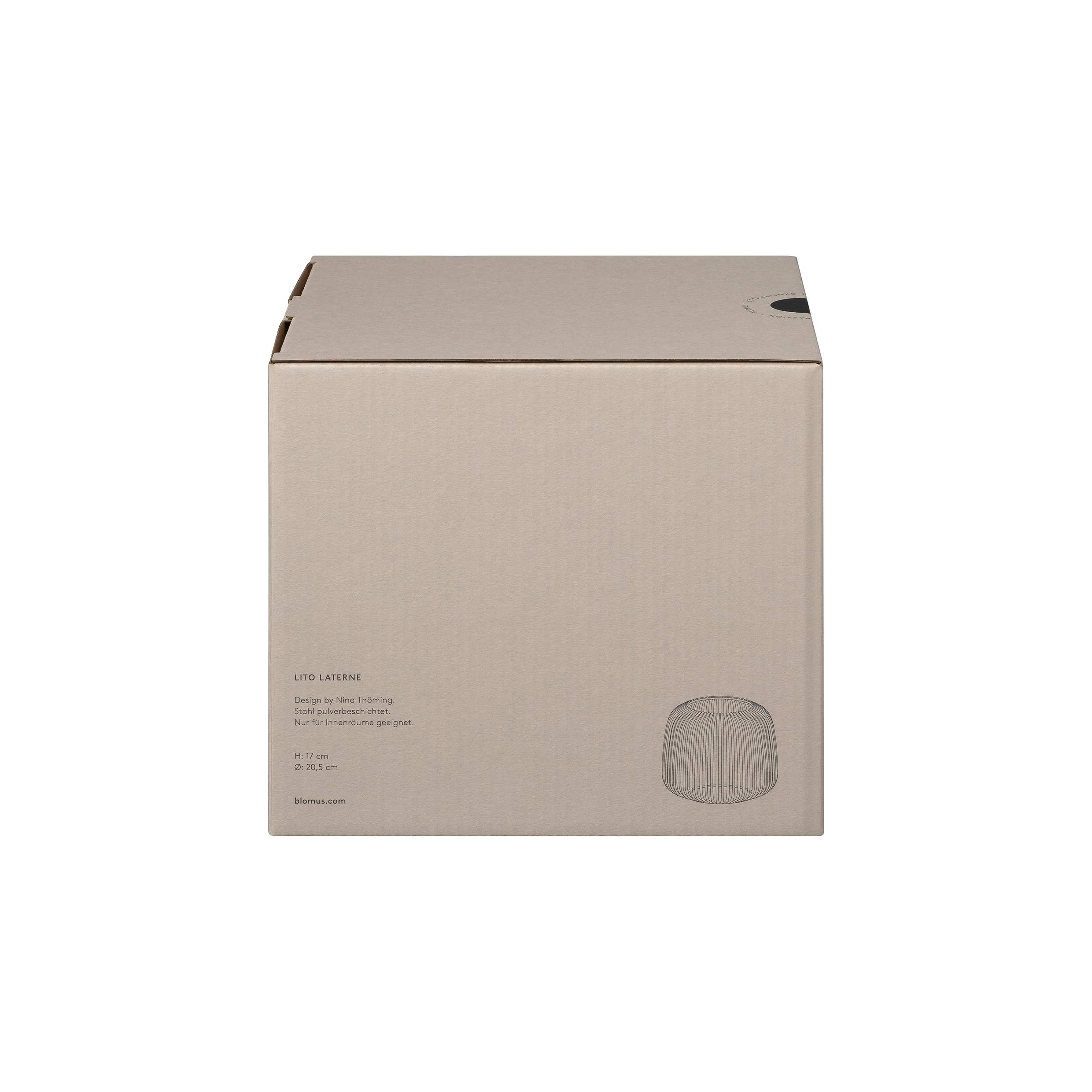 Der Karton ist schlicht und in einem neutralen Farbton gehalten. Auf der Vorderseite befindet sich eine kleine Skizze des Produkts sowie einige Produktinformationen.