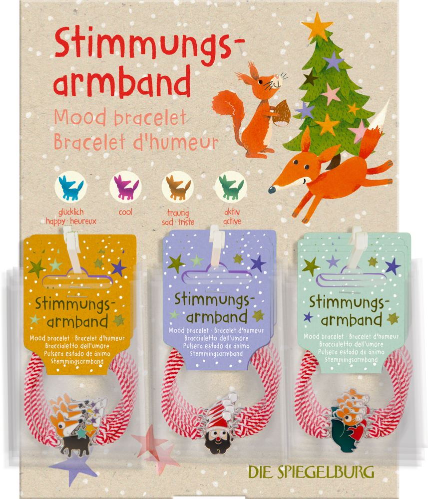 Zu sehen ist das Winterzauber Im Weihnachtswald - Stimmungsarmband. Es eignet sich perfekt als winterliches Schmuckstück.