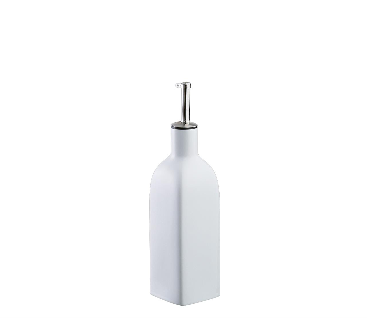 Die Abbildung zeigt eine Ölflasche Mezzo mit einem Fassungsvermögen von 0,35 Litern. Die Flasche ist schlicht gestaltet und besitzt einen Ausgießer aus Metall.