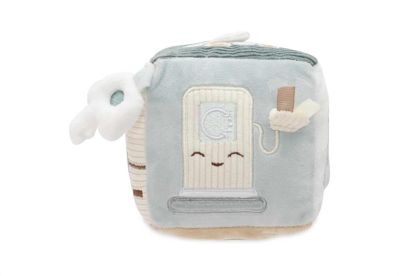 Der "Aktivitäten-Würfel On The Go" ist ein weicher, kuscheliger Spielwürfel für Babys. Er hat verschiedene Texturen und freundliche Motive, die zum Entdecken einladen.