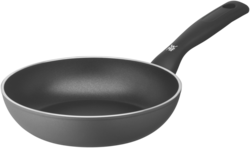 Die Abbildung zeigt eine Stielpfanne Permadur Inspire mit einem Durchmesser von 20 cm. Die Pfanne hat eine schwarze Antihaftbeschichtung und einen ergonomischen Griff.