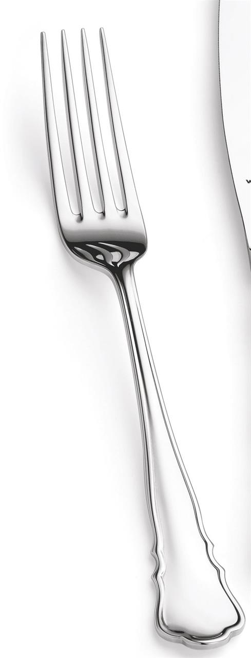 Die Abbildung zeigt eine Menügabel aus der Serie Chippendale 180/-. Die Gabel hat ein elegantes, klassisches Design mit leicht geschwungenen Konturen am Griff.