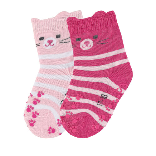 Sterntaler Rosa Abs-Krabbelsöckchen 2Er Set Katze Mit 3D Ohrengr.2