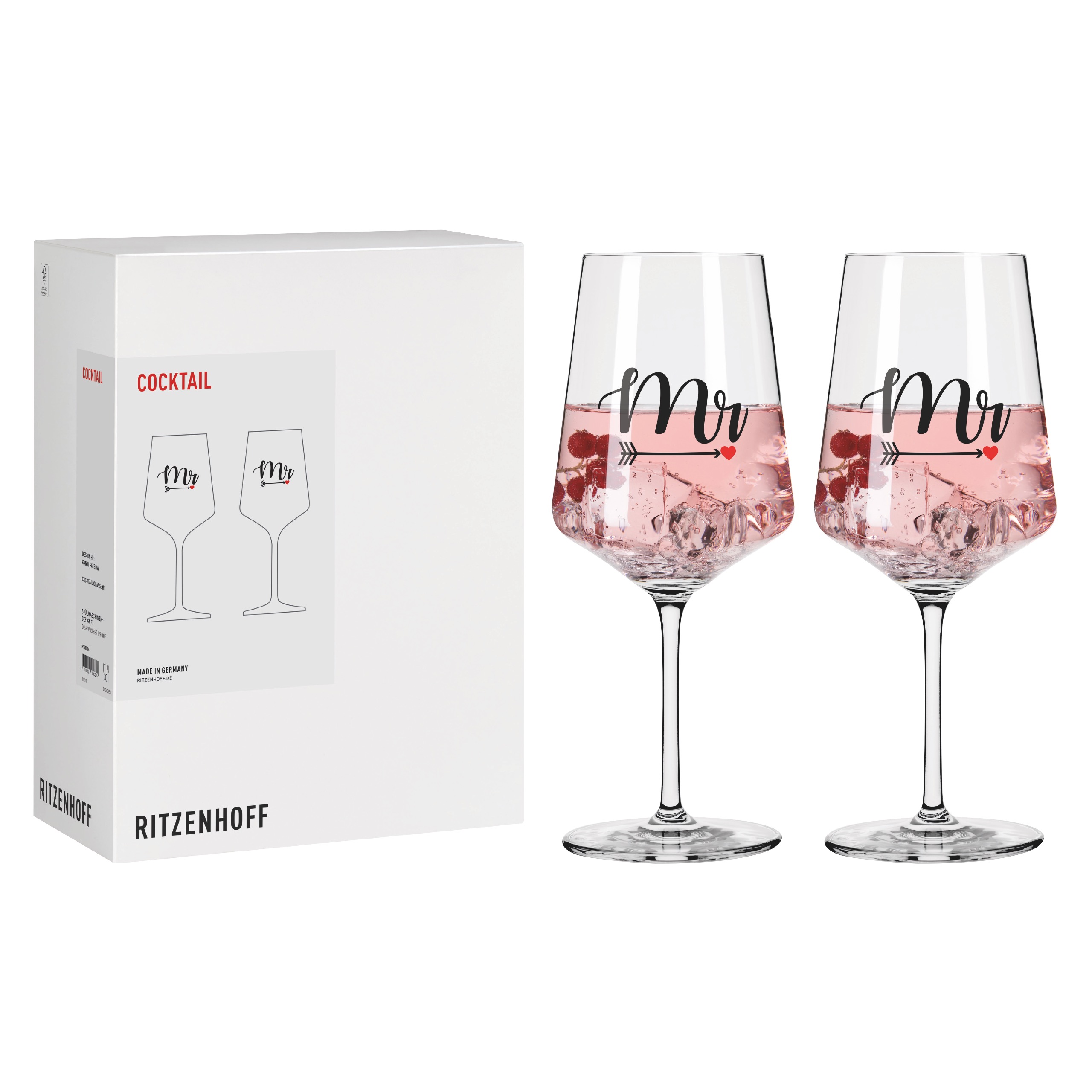 Das Liebe Cocktail 2er-Set #1 von K. Fatema H25 ist auf diesem Bild zu sehen. Zwei ansprechende Gläser gehören zum Set.