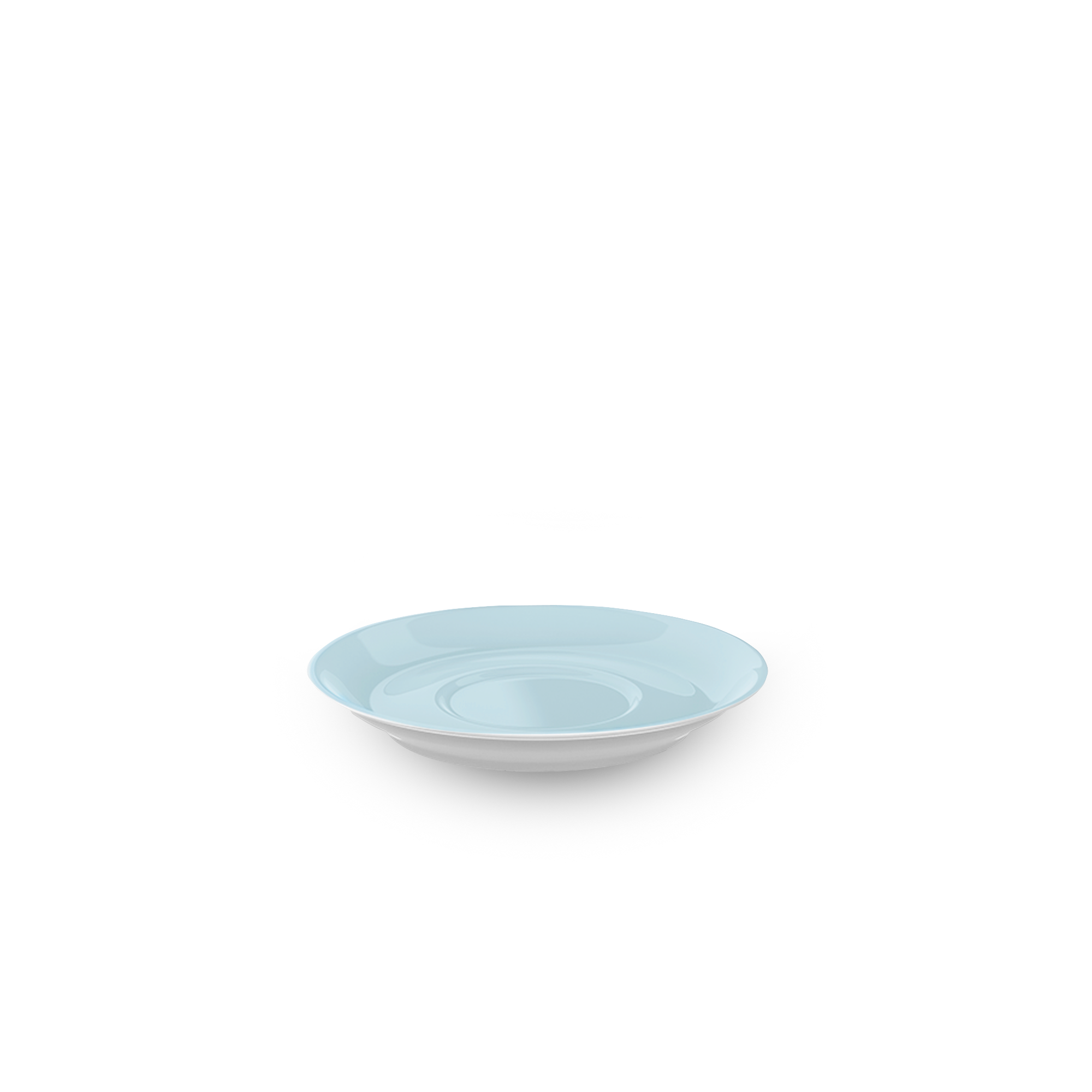 Espresso Untertasse Classico 12 cm in Eisblau ist auf diesem Bild zu sehen. Sie ist rund und eignet sich perfekt für Espressotassen.