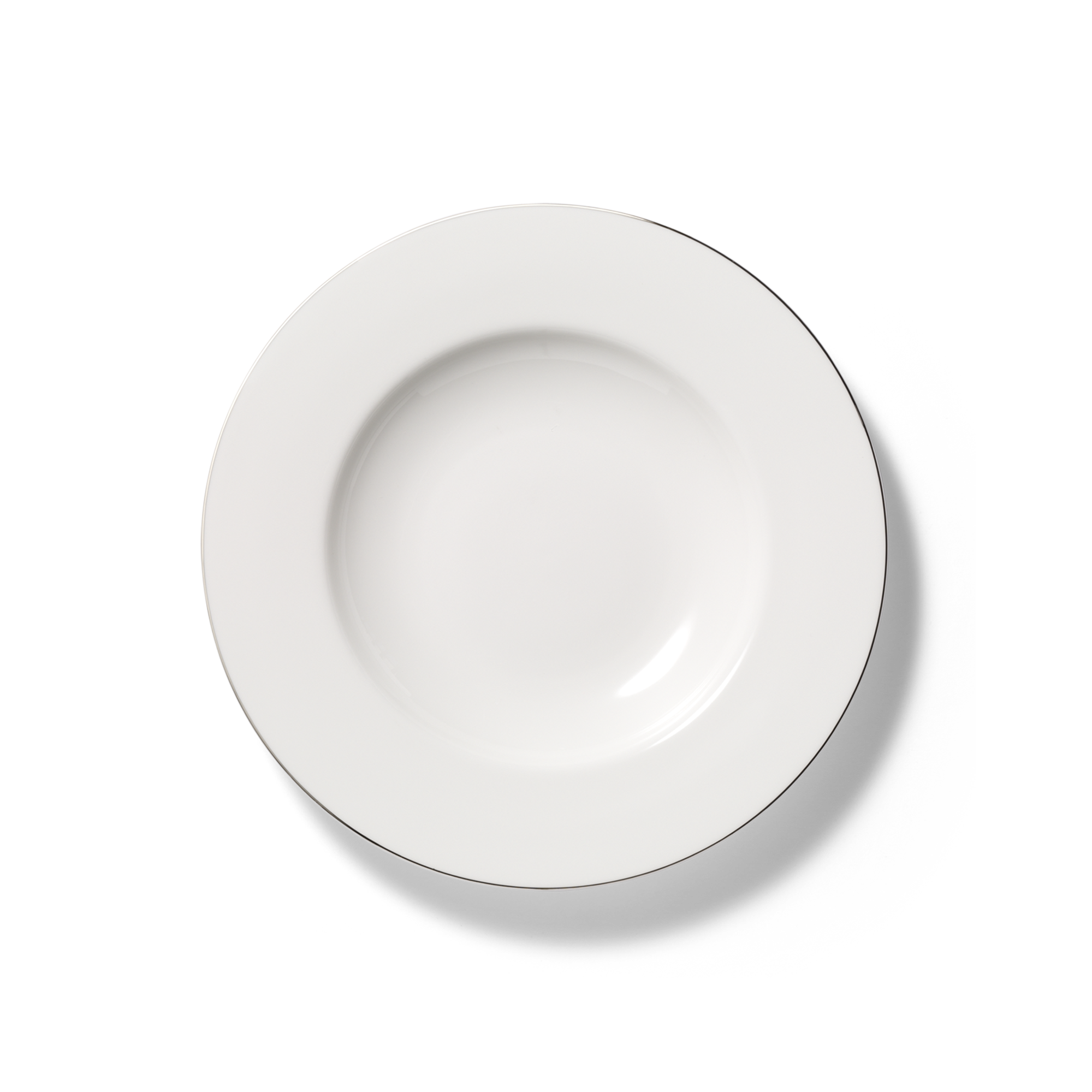 Dies ist ein tiefer Teller mit 25 cm Durchmesser aus der Platin Line Fine Dining Kollektion. Das Produkt heißt 'Teller tief 25 cm Platin Line Fine Dining Fine Bon'.