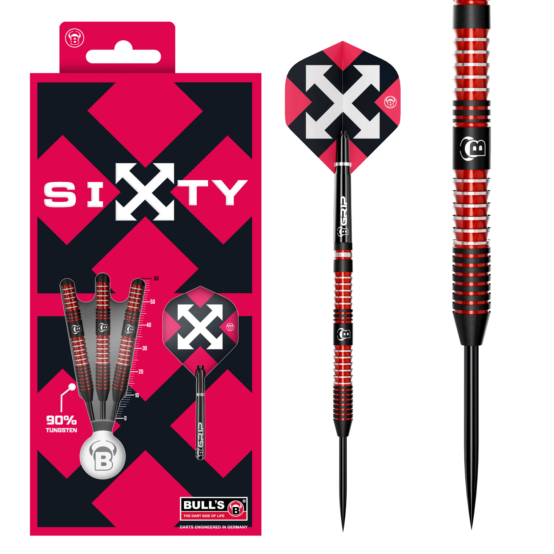 Zu sehen ist der BULL'S® Sixty S1 Steel 21g. Der Dartpfeil besticht durch Qualität und ein Gewicht von 21 Gramm.
