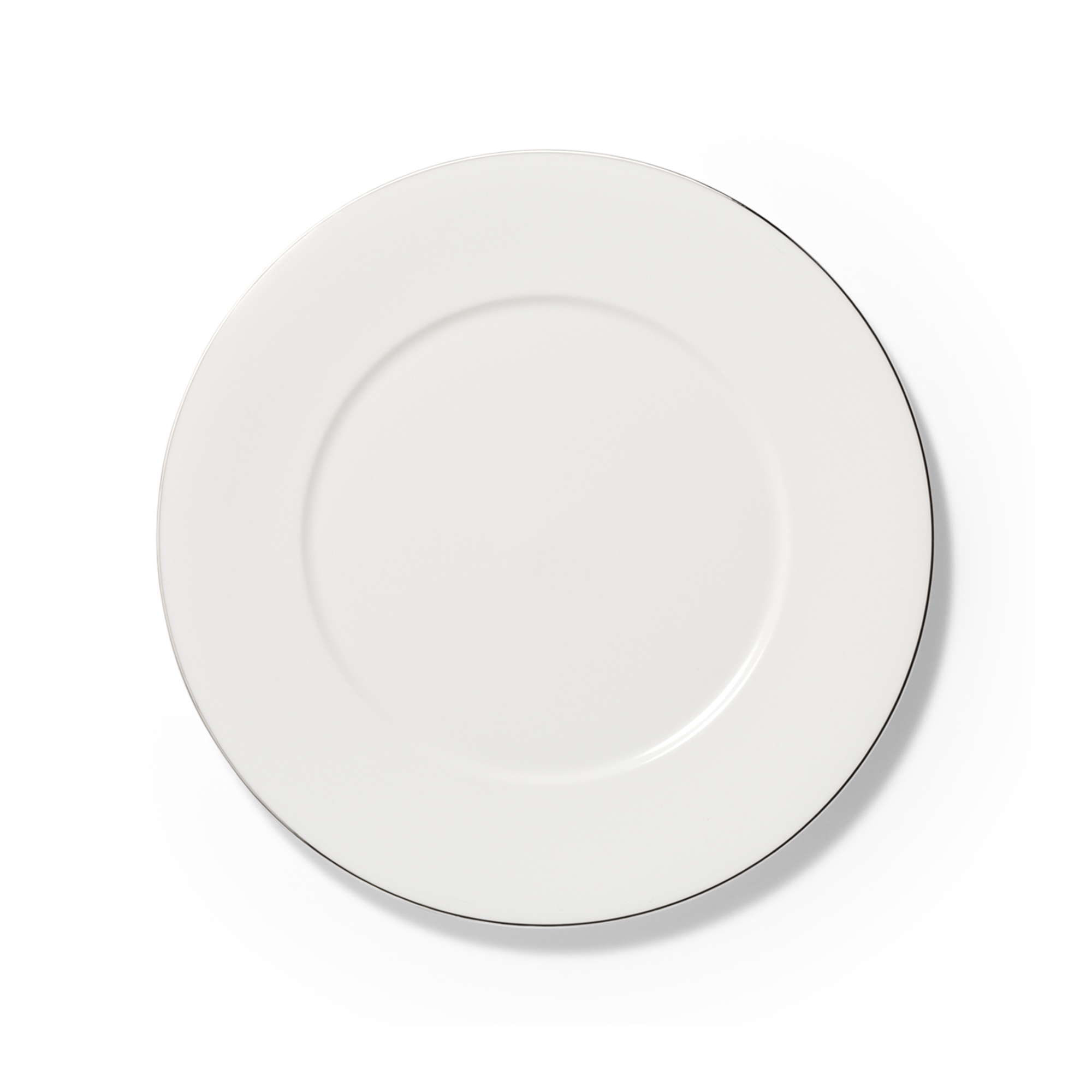 Teller flach 28 cm Platin Line Fine Dining Fine Bo. Der flache Teller ist weiß mit einem feinen Platinrand.