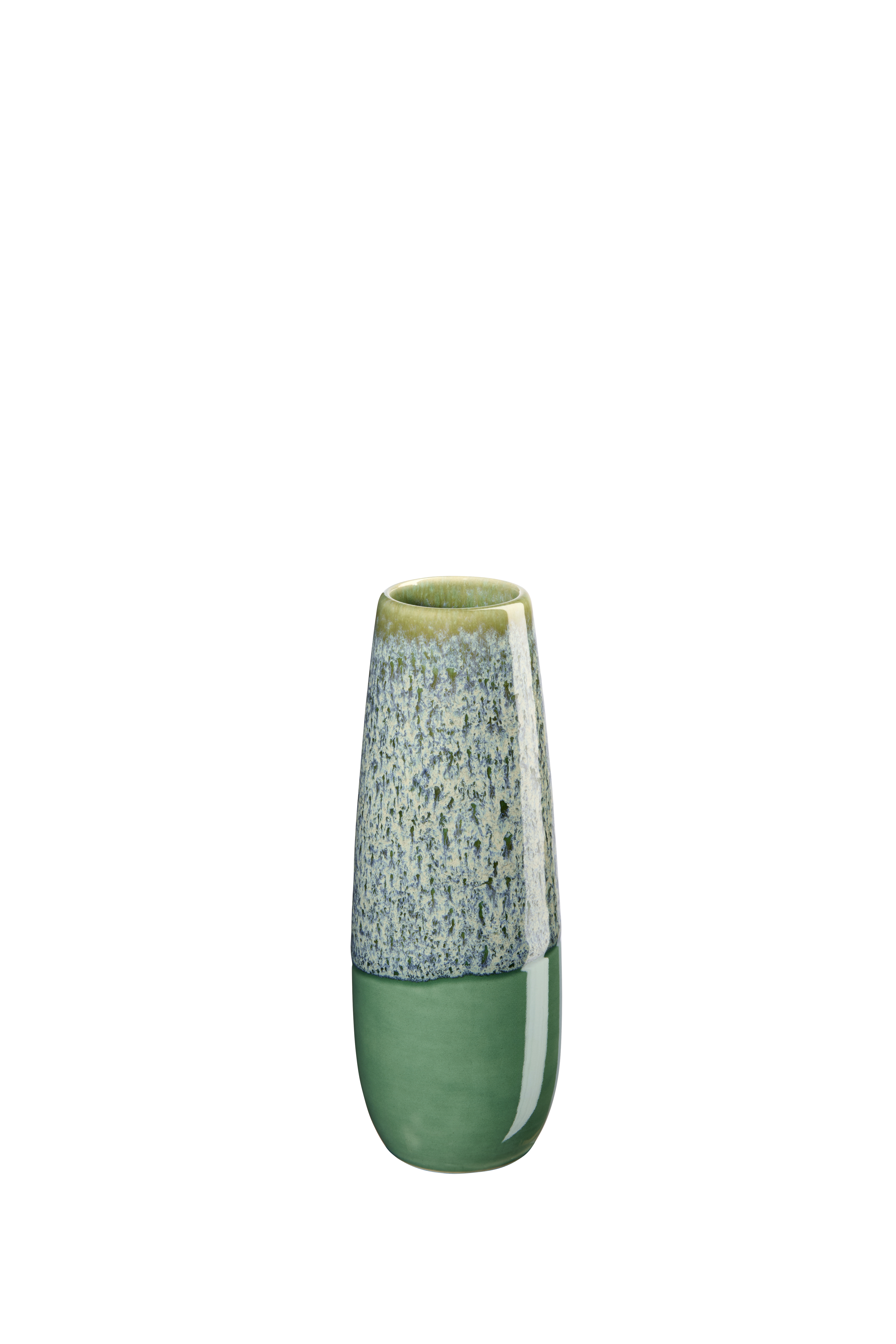 Eine Vase in der Farbe Jade ist abgebildet. Die Vase hat ein schlichtes und modernes Design.