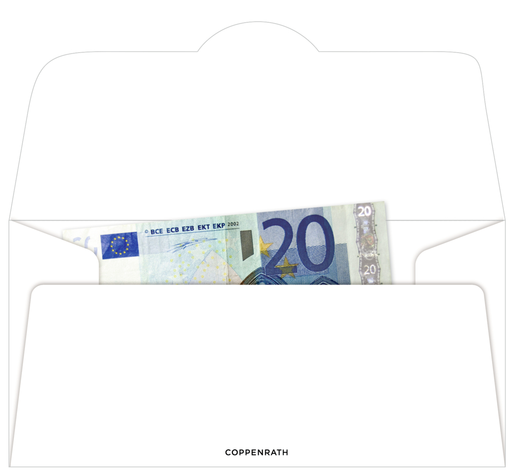 Gezeigt wird ein Kuvert für Geld- oder Gutschein mit dem Text: Zu deiner Konfirm. Dieses Kuvert ist passend für feierliche Anlässe wie die Konfirmation.