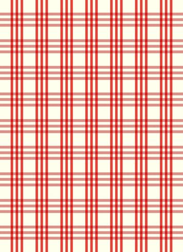 Das Bild zeigt ein Geschirrtuch mit großem Karomuster in Rot auf weißem Hintergrund. Das Tuch besteht zu 50 % aus Leinen und zu 50 % aus recycelter Baumwolle.