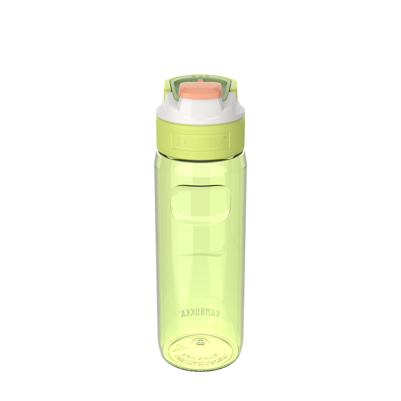 Die Abbildung zeigt die Trinkflasche Elton 750ml in der Farbe Fine Lime. Die Flasche hat ein transparentes, hellgrünes Design mit einem weißen und grünen Deckel.