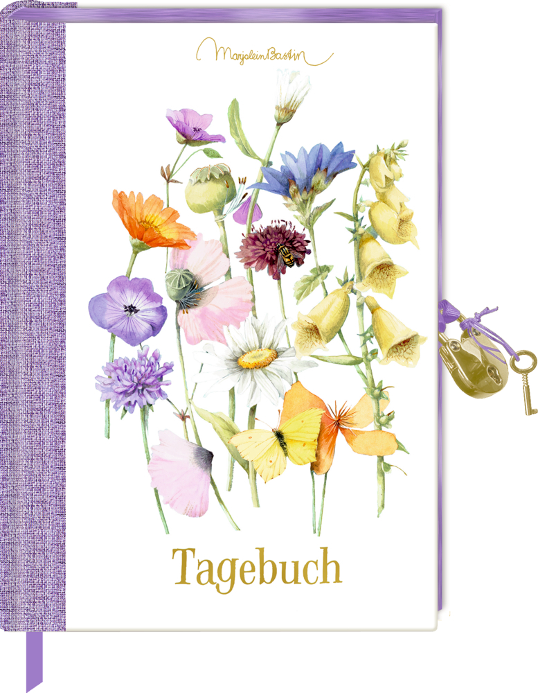 Abgebildet ist das Produkt Tagebuch Mit Schloss Gartenliebe - M. Bastin. Das Tagebuch zeigt florale Motive und ein sicheres Schloss.