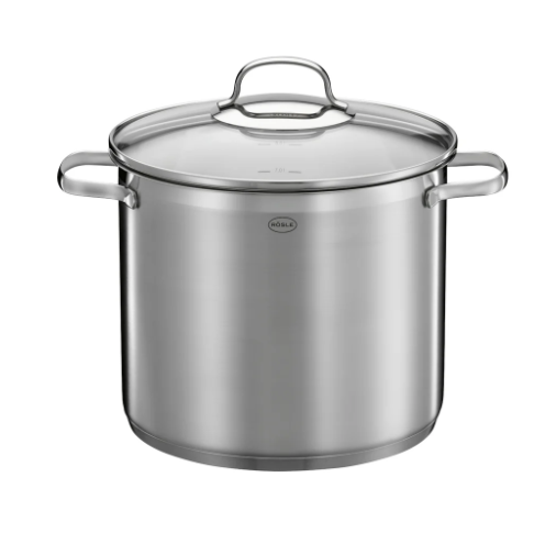 Der Partytopf Elegance mit einem Durchmesser von 28 cm und 12 Litern Fassungsvermögen ist abgebildet. Dieser Topf eignet sich ideal für große Mengen und Partys.