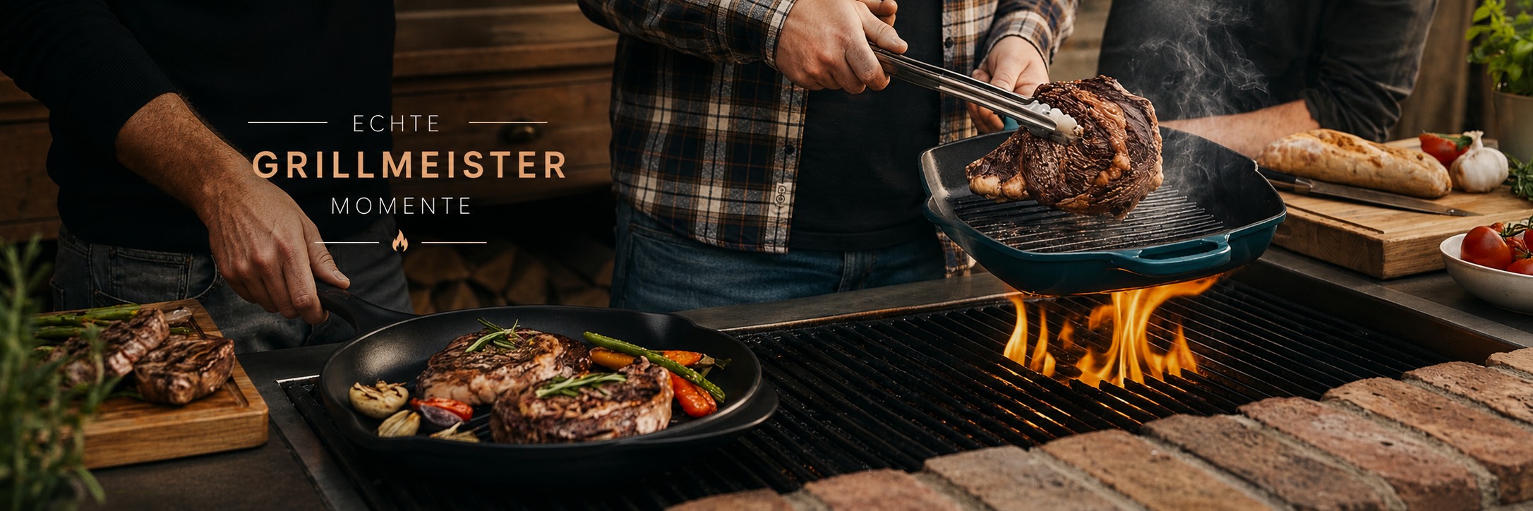 Das Bild zeigt Grillpfannen. Die Grillpfannen sind für das Zubereiten von Speisen auf dem Grill geeignet.