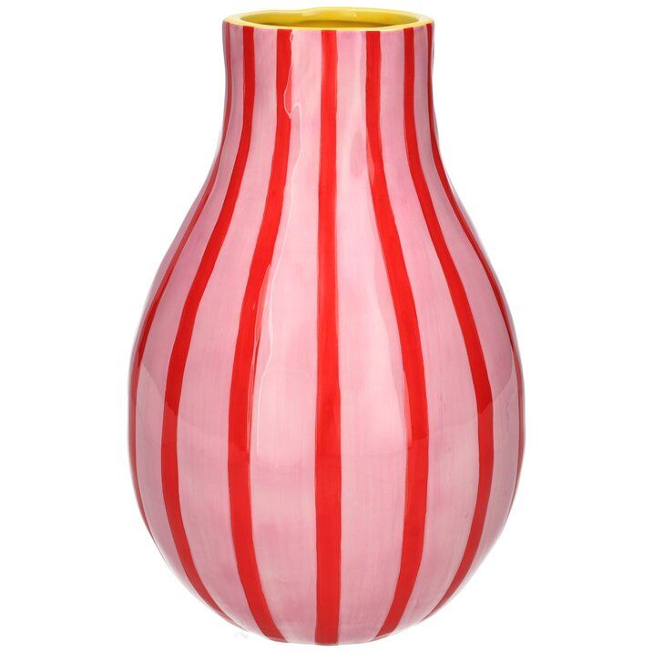 Das Foto zeigt die Artisan Vase H23,4cm in Rosa und Rot. Die Vase wirkt modern und stilvoll.