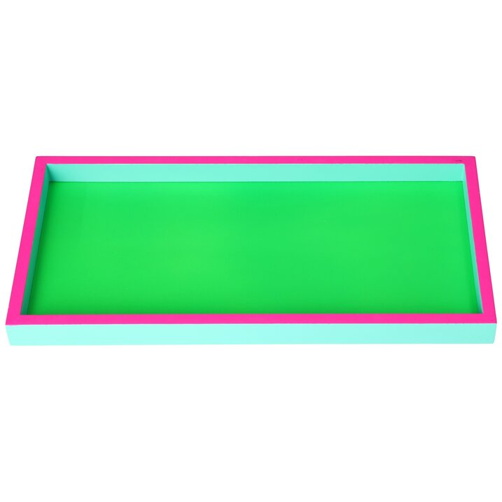 Neo, Tablett, rechteckig, 30x2x15, neonfarben ist ein rechteckiges Tablett in leuchtenden Neonfarben. Es eignet sich als trendiges Serviertablett oder Dekoobjekt.