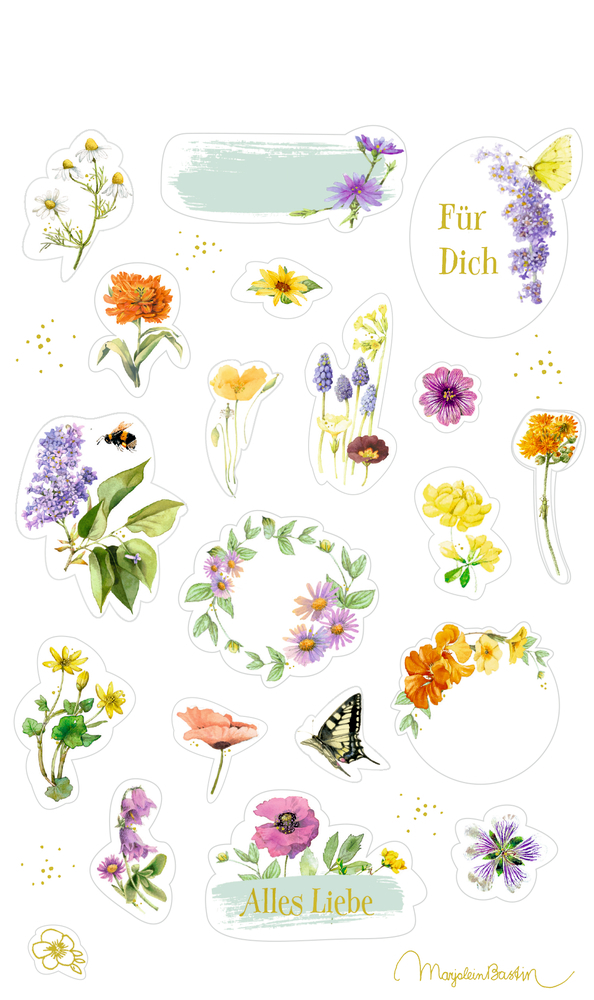 Stickerbogen Sticker und Etiketten Gartenliebe. Ideal zum Dekorieren und Beschriften für Gartenliebhaber.