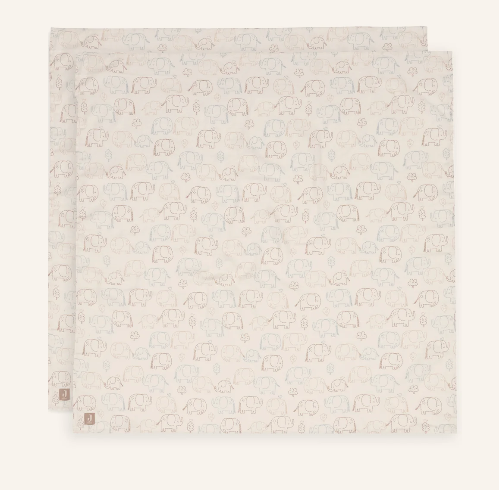 Mullwindeln Hydrophil 115x115cm - Elephant Tales sind große, saugfähige Mullwindeln mit Elefantenmotiv. Sie sind vielseitig einsetzbar für Babys.