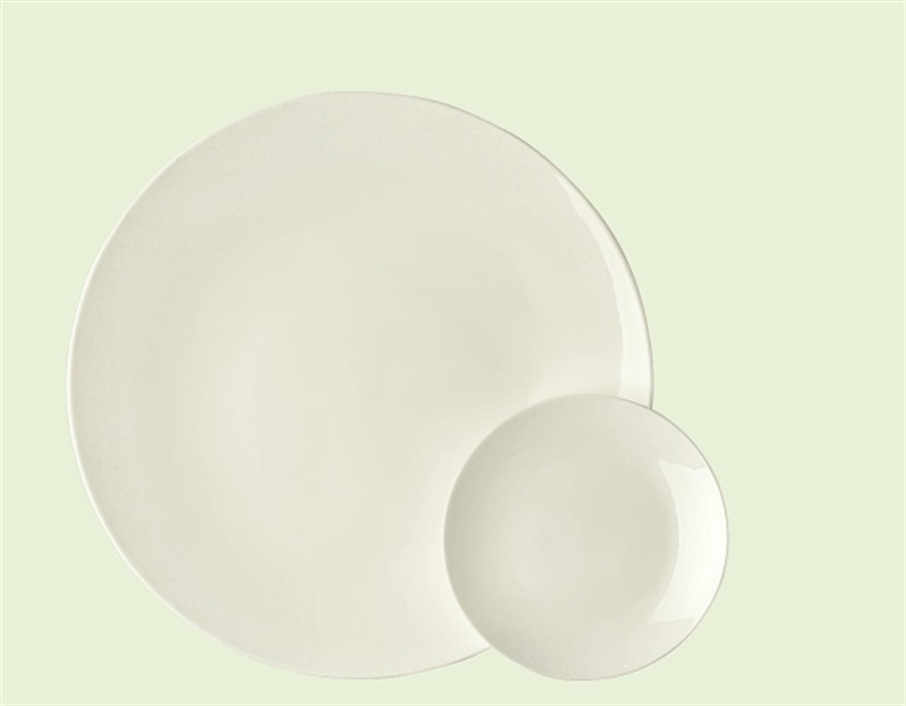 Auf dem Bild ist ein Frühstücksteller mit einem Durchmesser von 20 cm in Jade/Weiß zu sehen. Der Teller hat ein schlichtes, elegantes Design und wirkt modern.