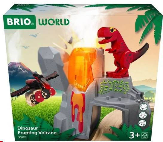 BRIO® Dinosaurier-Vulkan mit Ausbruchsfunktion RW ist ein Vulkanspielzeug für spannende Abenteuer. Der Vulkan kann ausbrechen und sorgt für Action.
