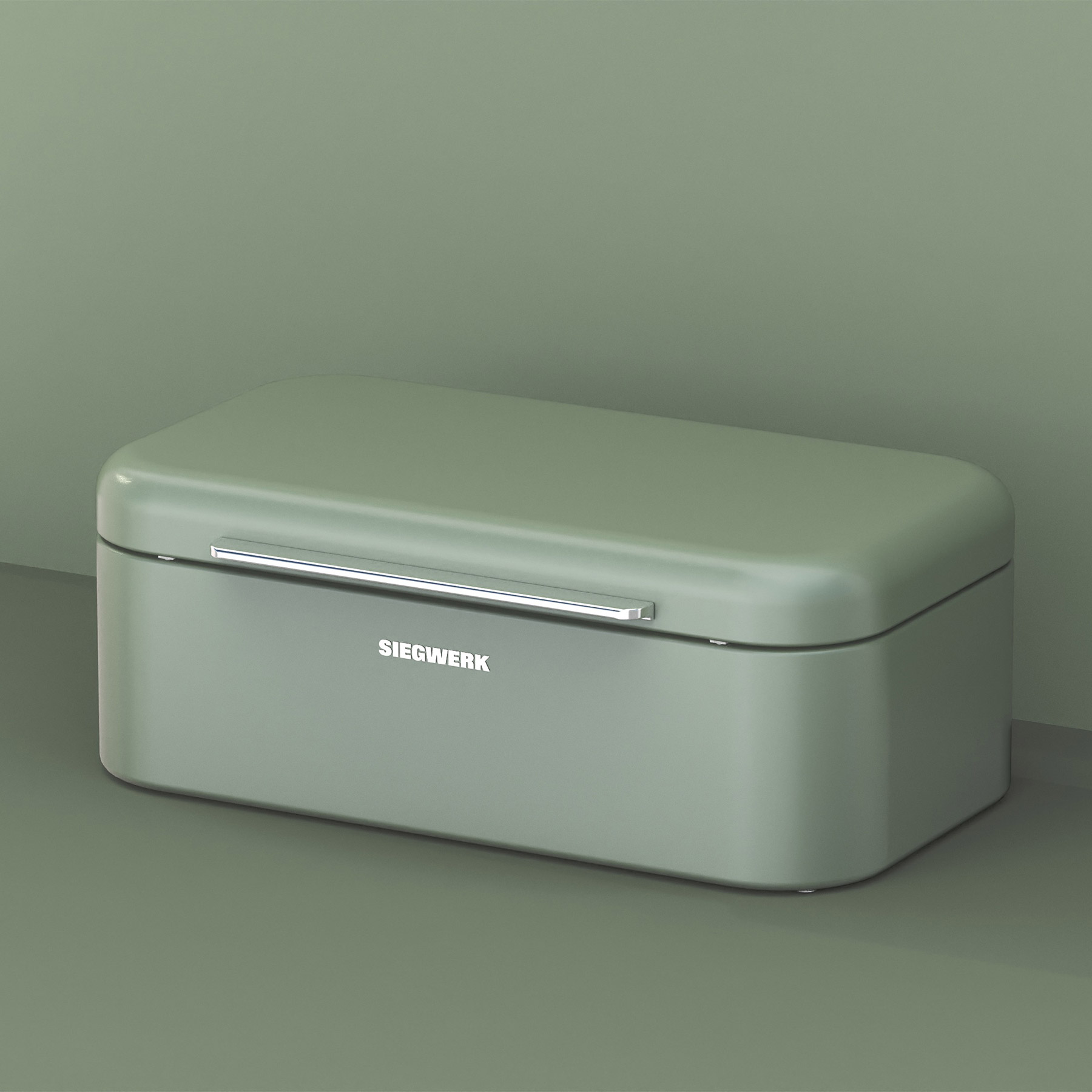 Das Bild zeigt eine Detailaufnahme des Brotkastens Panova Sage Harmony. Das moderne Design macht ihn zu einem Hingucker.
