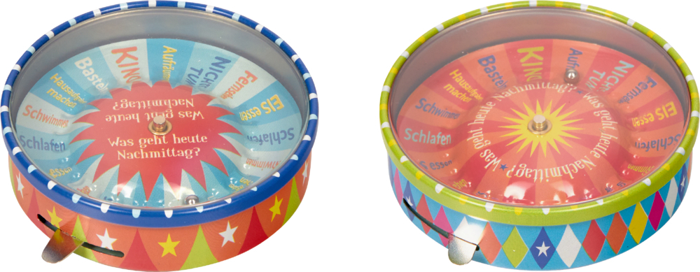 Abgebildet ist der 'Bunte Geschenke - Mini-Roulette Entscheidungshelfer'. Das Glücksrad hilft bei kleinen Entscheidungen.