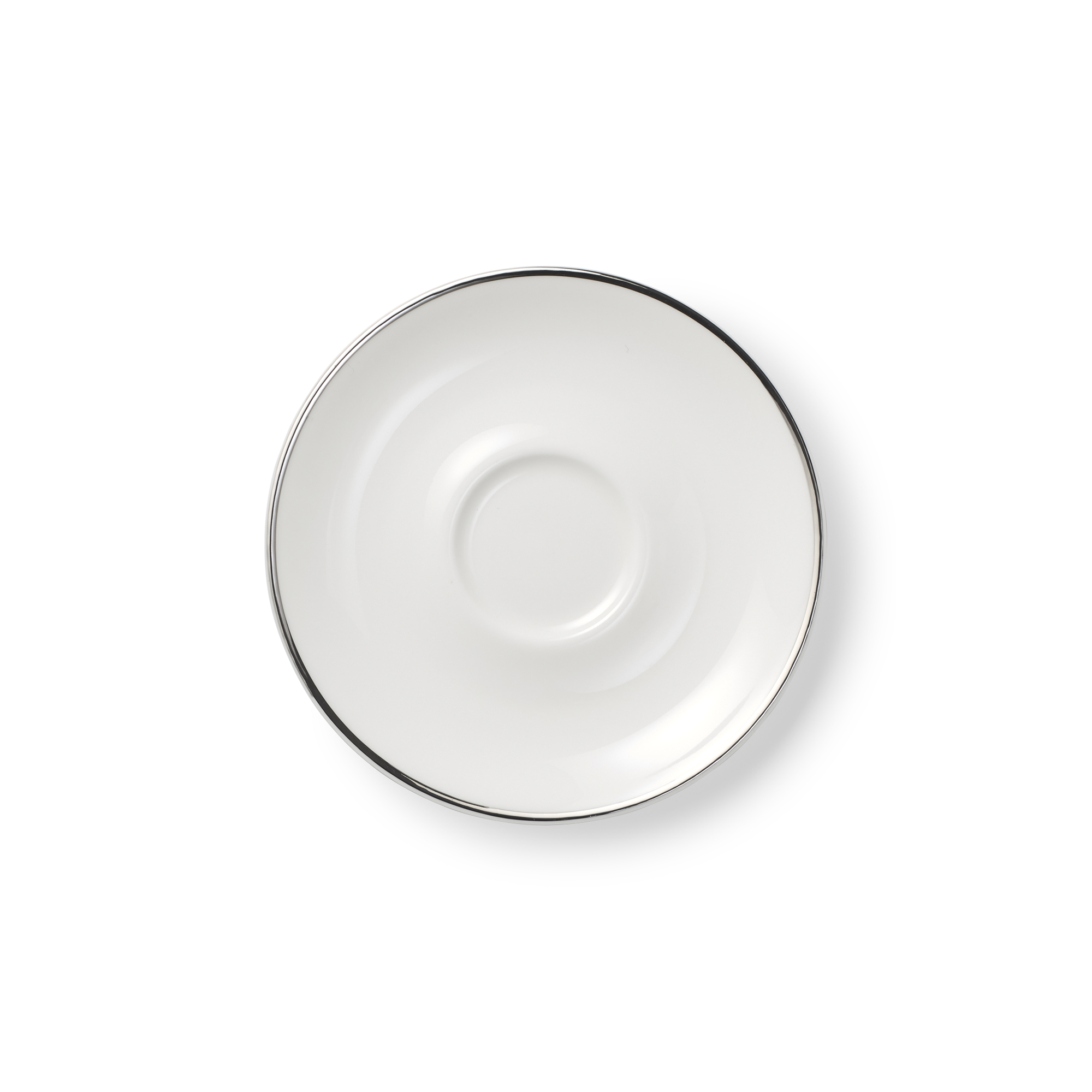 Untertasse 0,20 l / 0,25 l Platin Lane Classic ist eine Porzellan-Untertasse mit Platinrand, passend für verschiedene Tassengrößen. Sie ergänzt stilvoll das Kaffeegeschirr.