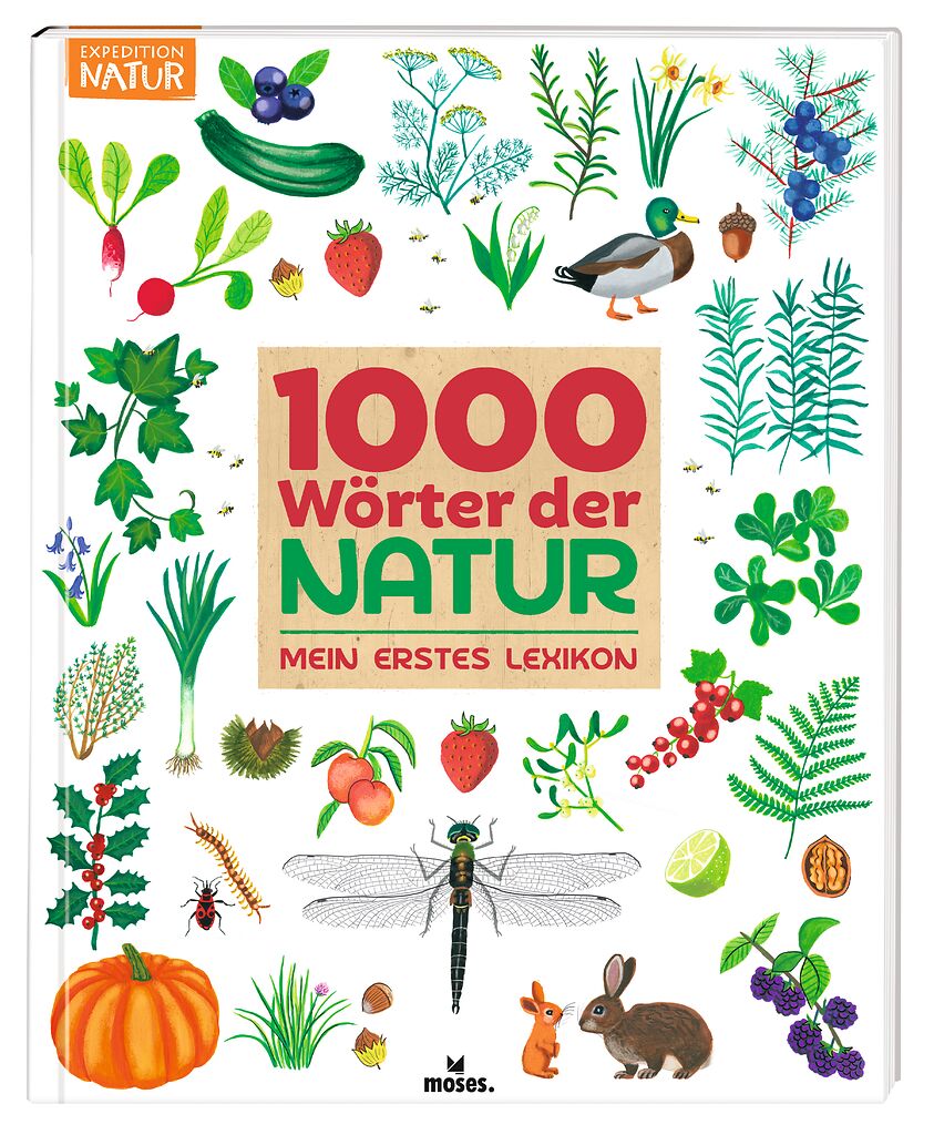 Das Bild zeigt das Buch 'Mein Erstes Lexikon Der 1000 Naturwörter'. Dieses Lexikon erklärt Kindern wichtige Wörter aus der Natur.