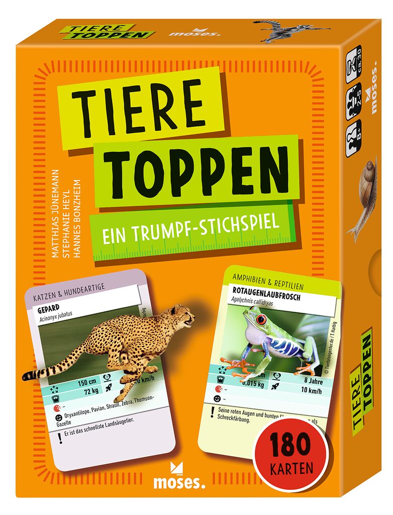 Das Bild zeigt das Produkt Tiere Toppen. Es handelt sich um ein Spiel mit Tiermotiven.