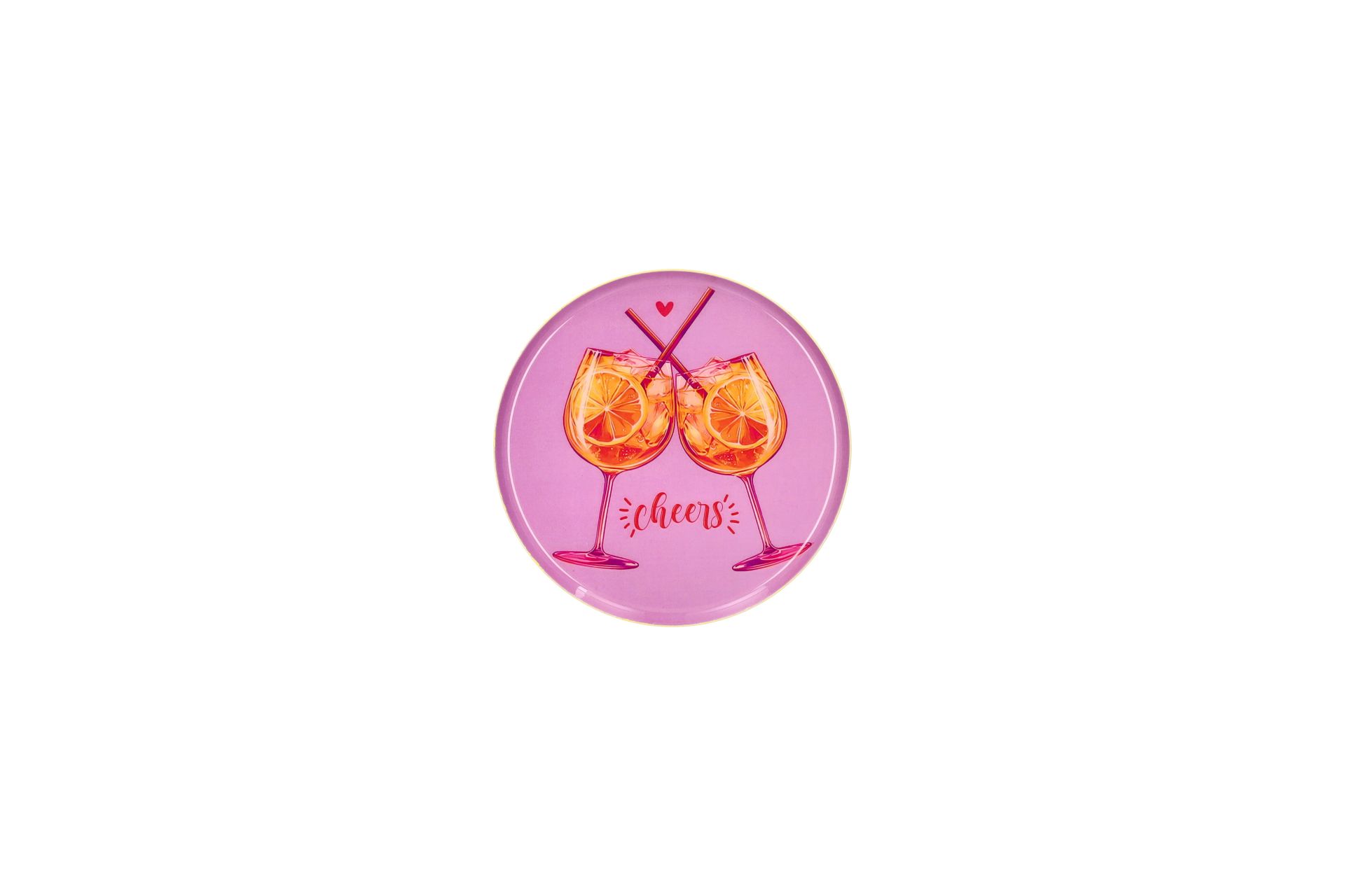 Kleines Dekotablett XS von Love Trays in Rosa mit der Aufschrift ‚Cheers‘. Perfekt für kleine Gegenstände oder als Dekoration.