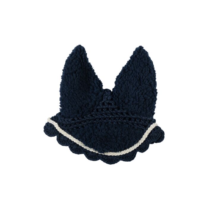 Hier sehen Sie die Fliegenhaube -Hobby Horsing Teddy- in Dunkelblau. Die Fliegenhaube ist ideal für Hobby Horsing Fans.