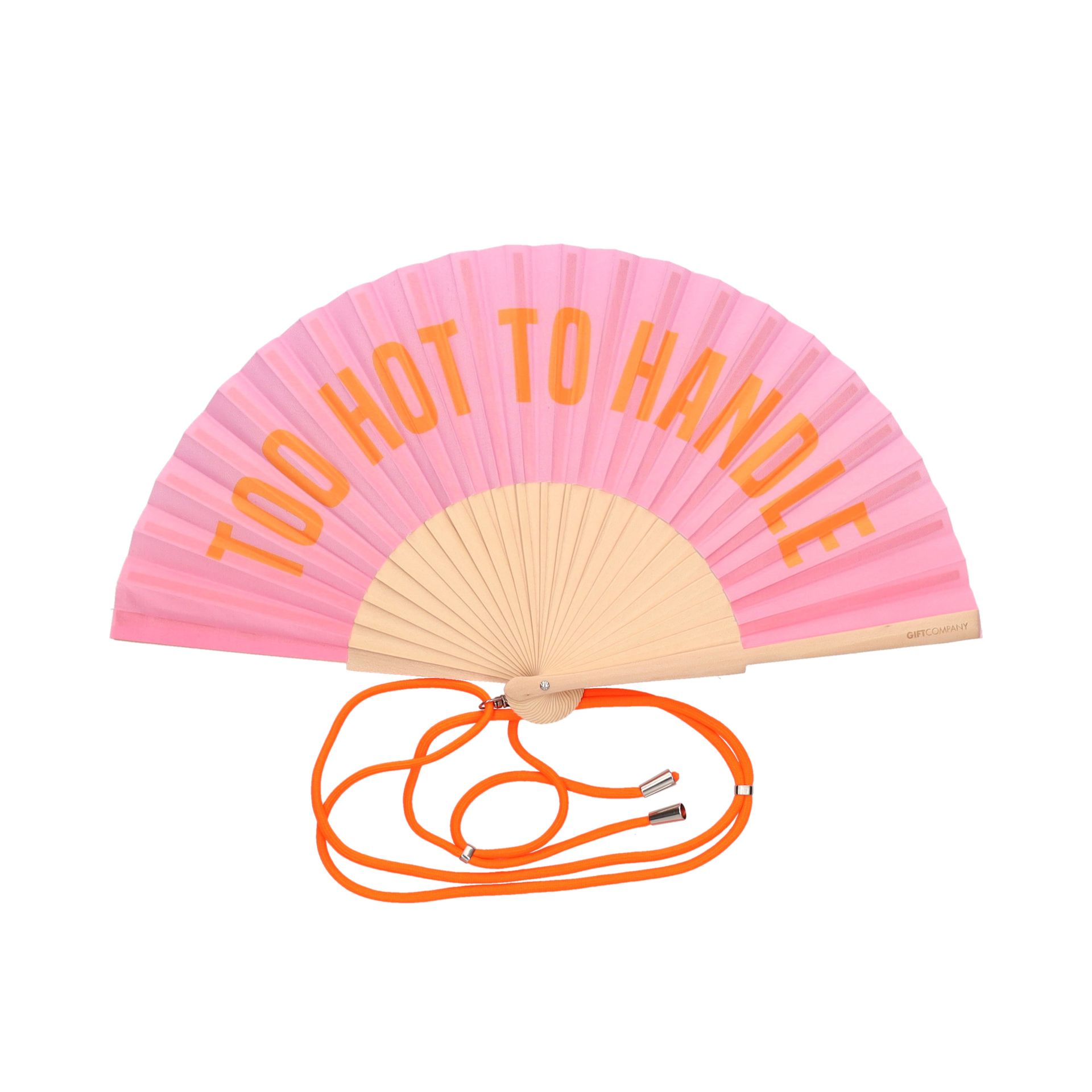 Fächer mit 23cm Länge, Motiv: Too Hot to Handle. Das bunte Design sorgt für Aufmerksamkeit an warmen Tagen.