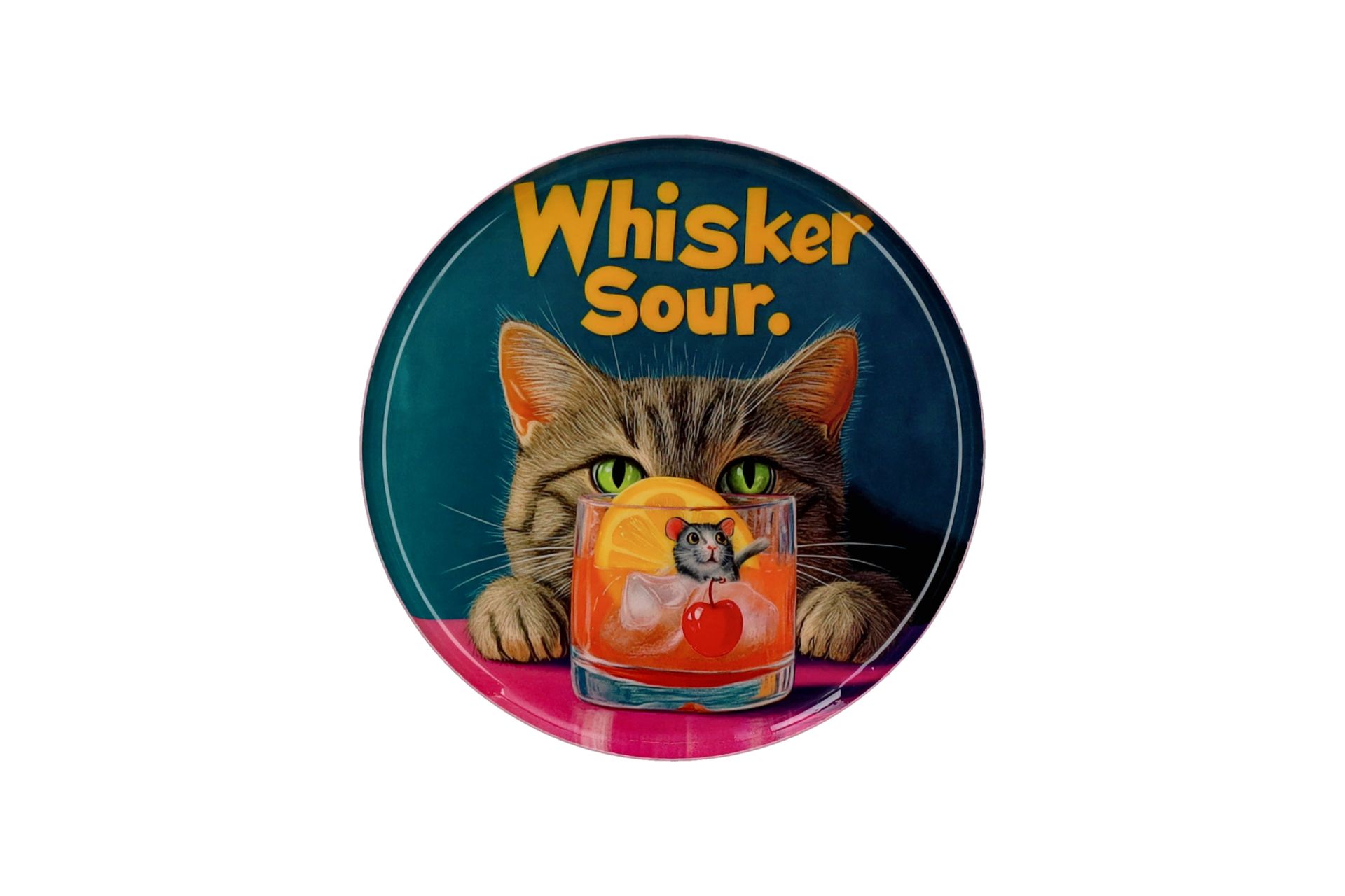 Dekotablett S von Love Trays mit dem Motiv ‚Whisker Sour‘ in mehreren Farben. Das Tablett eignet sich wunderbar für Dekozwecke.