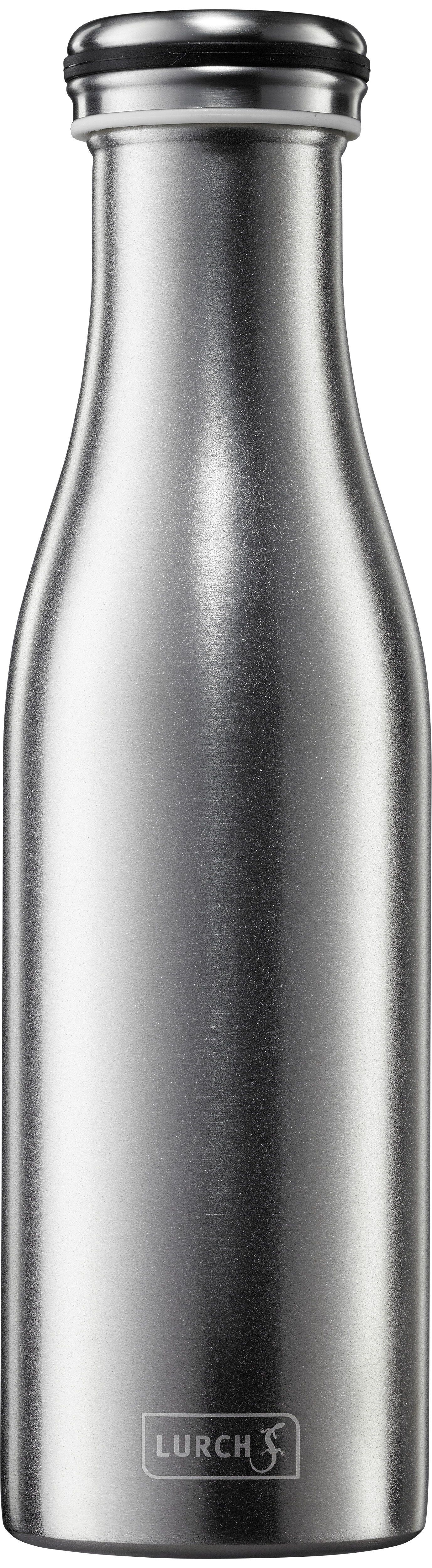 Diese Isolier-Flasche aus Edelstahl hat ein Fassungsvermögen von 0,5 Liter. Perfekt, um Getränke heiß oder kalt zu halten.