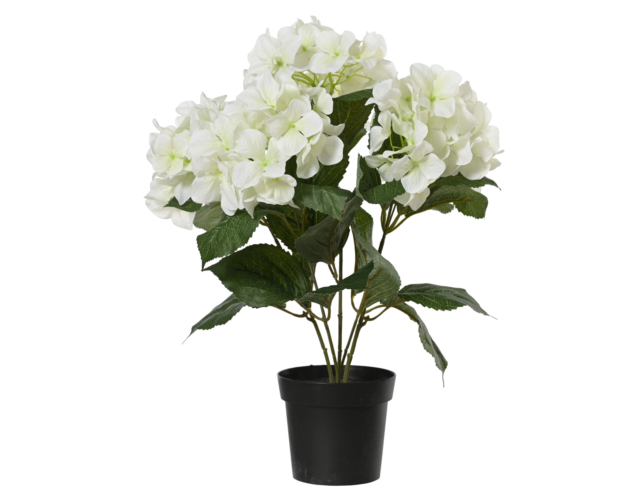 Hortensie aus Polyester in Weiß. Die künstliche Blume ist ideal als dauerhafte Dekoration in Wohnräumen oder für Arrangements.