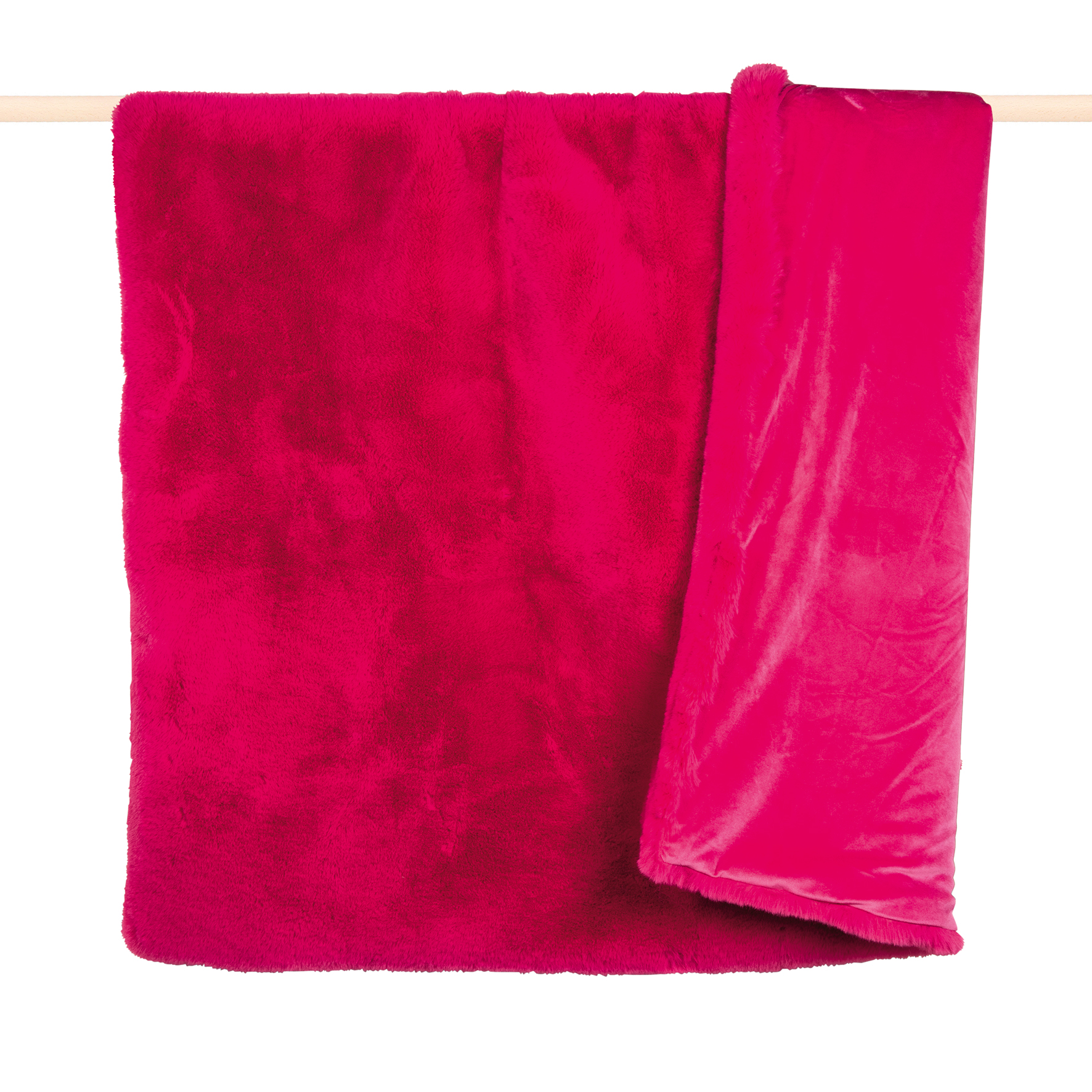 Decke EVITA pink, 140 x 190 cm. Die Decke ist in einem kräftigen Pink gehalten.