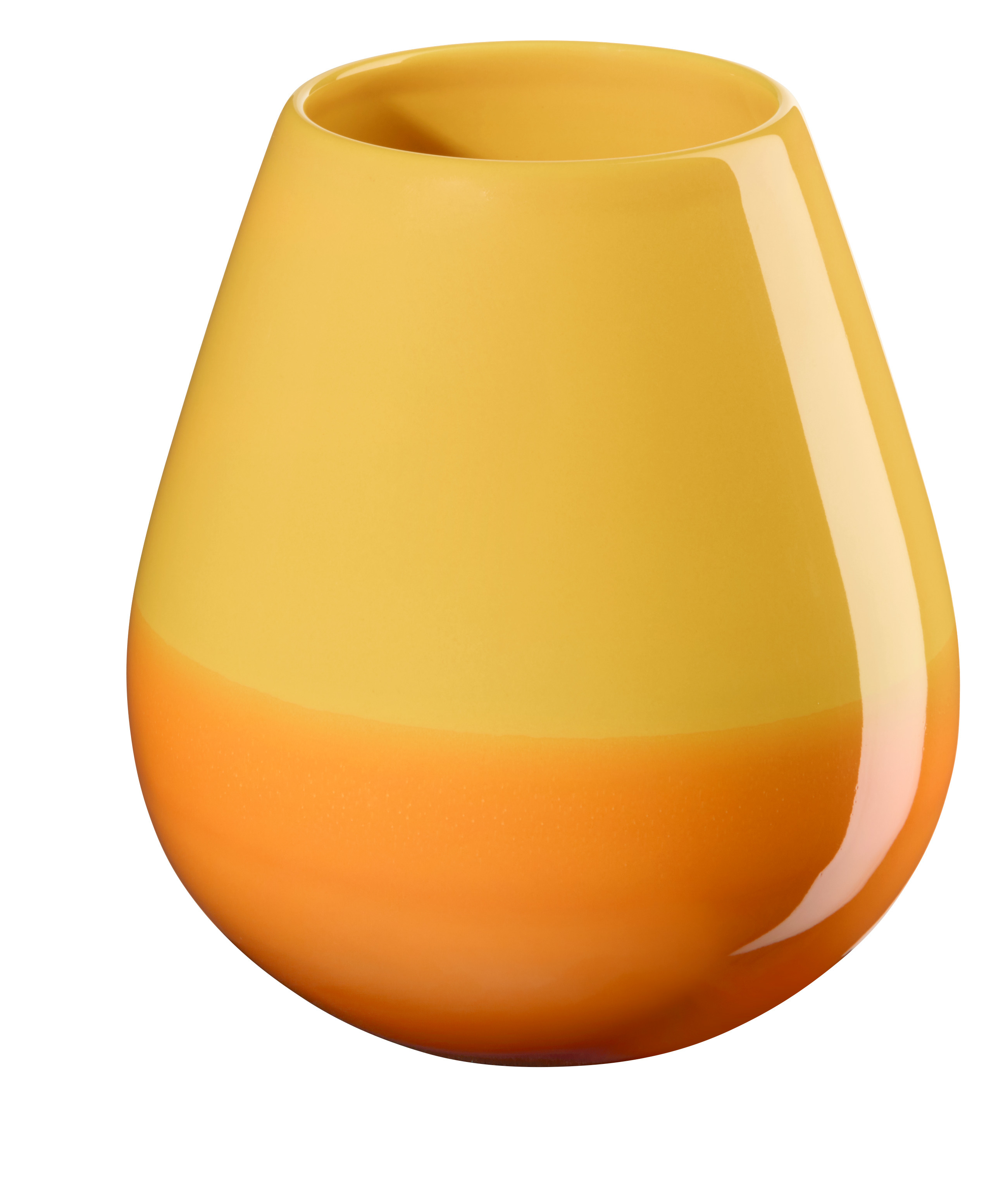 Auf dem Bild ist die Vase 'orange smoothie' zu sehen. Die Vase hat eine leuchtend orange Farbe.