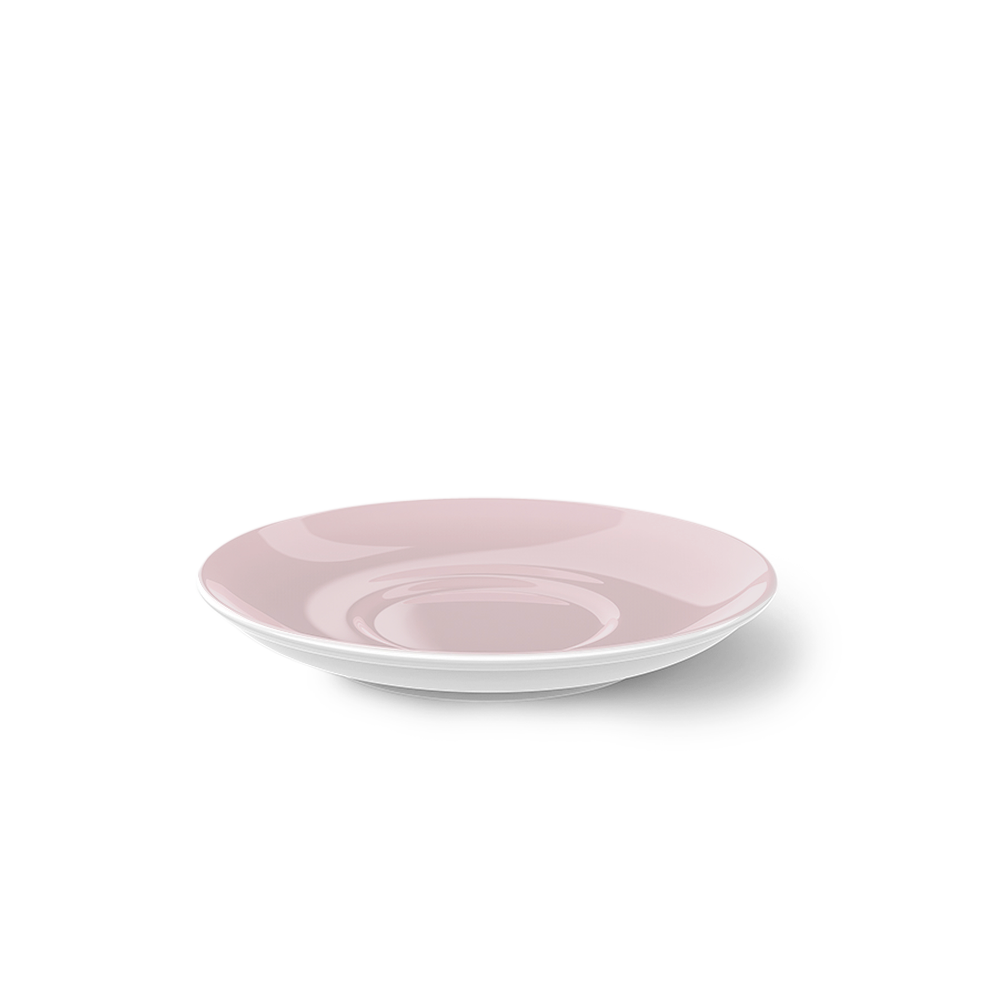Hier sieht man die Kaffee Untertasse mit 14,5 cm Durchmesser in Puder Solid Color. Sie eignet sich ideal für kleine Tassen.