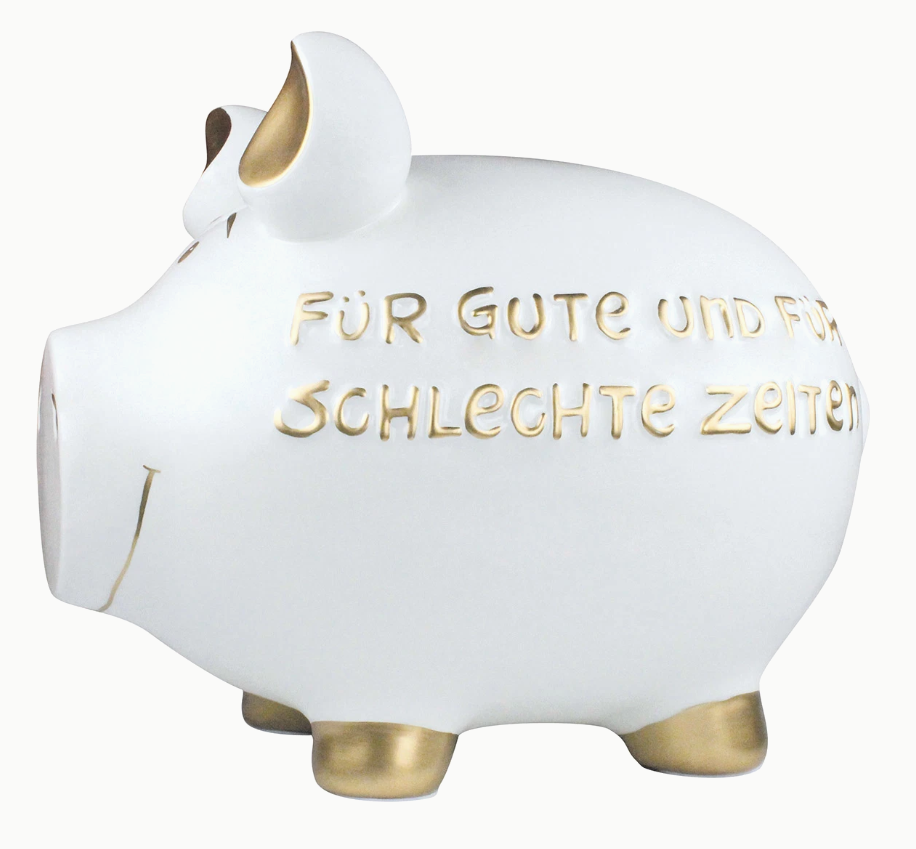 Auf dem Bild ist eine Spardose in Form eines Monsterschweins zu sehen. Es ist das Produkt Spardose Monster Schwein FÜR GUTE UND FÜR SCHLECHT.