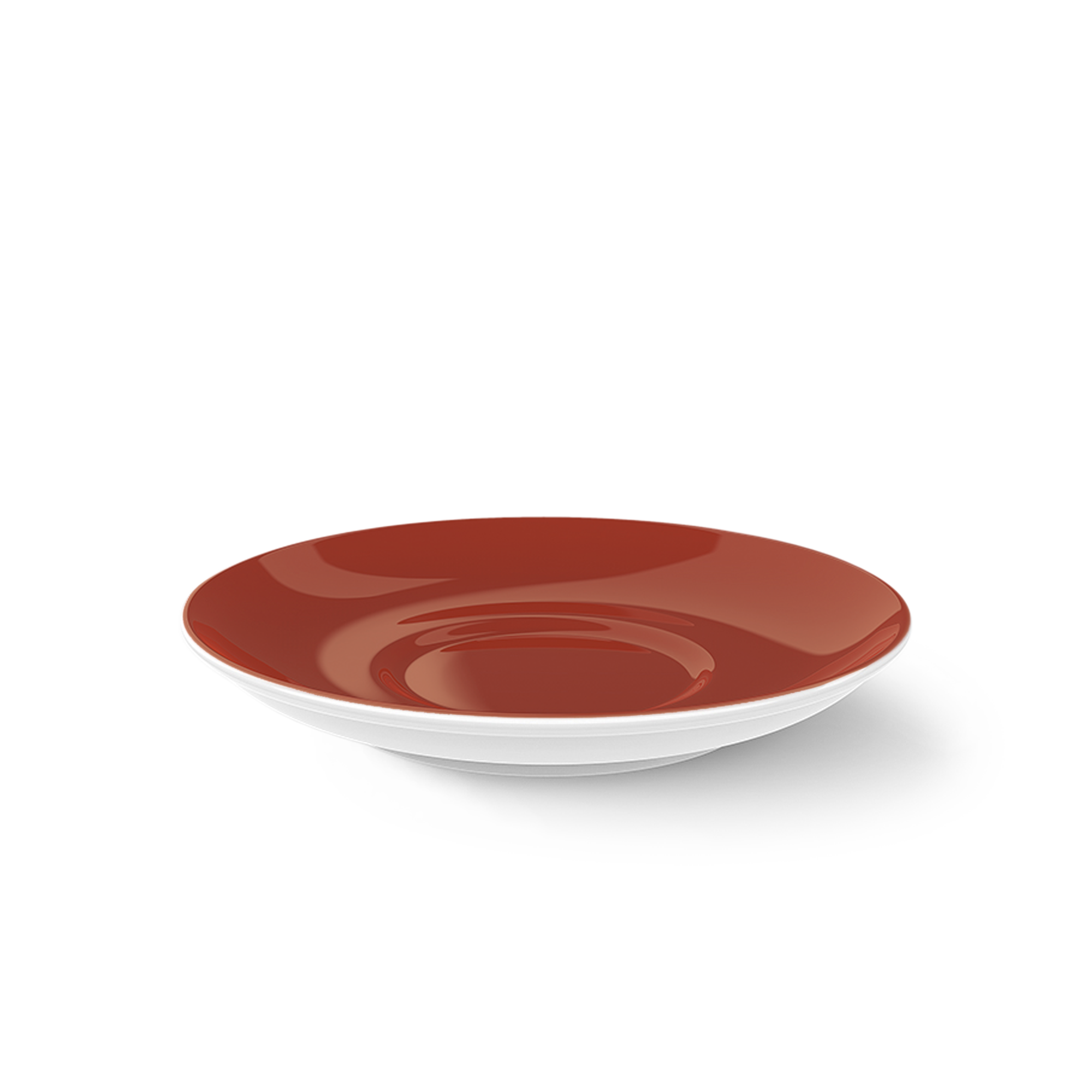 Abgebildet ist die Cappuccino Untertasse 16 cm Paprika Solid Color. Die Untertasse hat einfarbiges, rotes Aussehen.