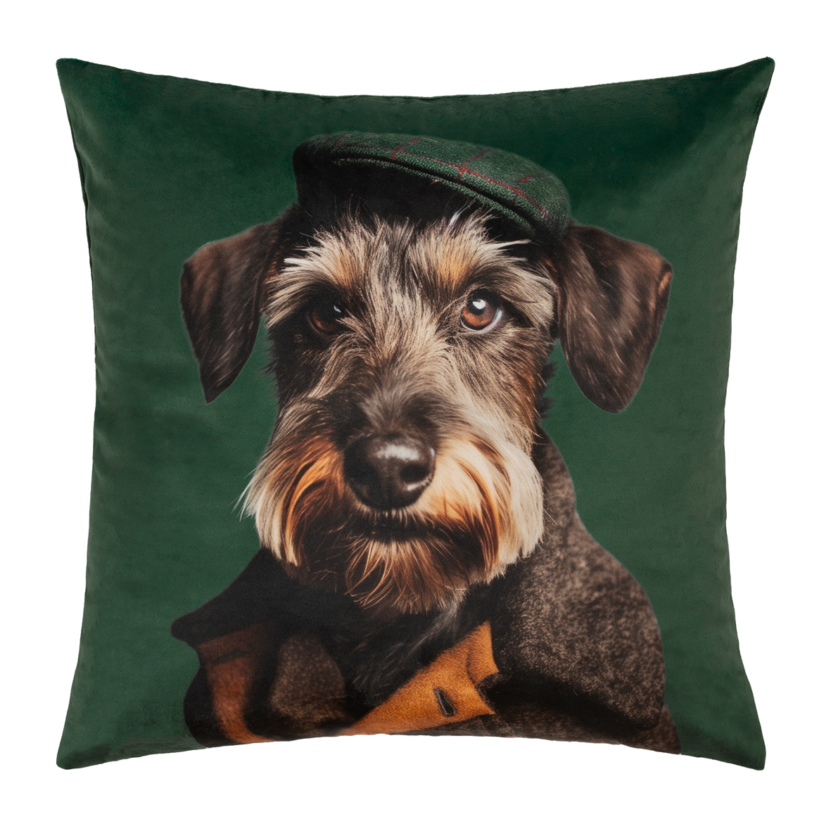 Zu sehen ist das Kissen 'RUBY dark green', ca. 45 x 45 cm. Das Kissen besticht durch seine elegante dunkelgrüne Farbe.