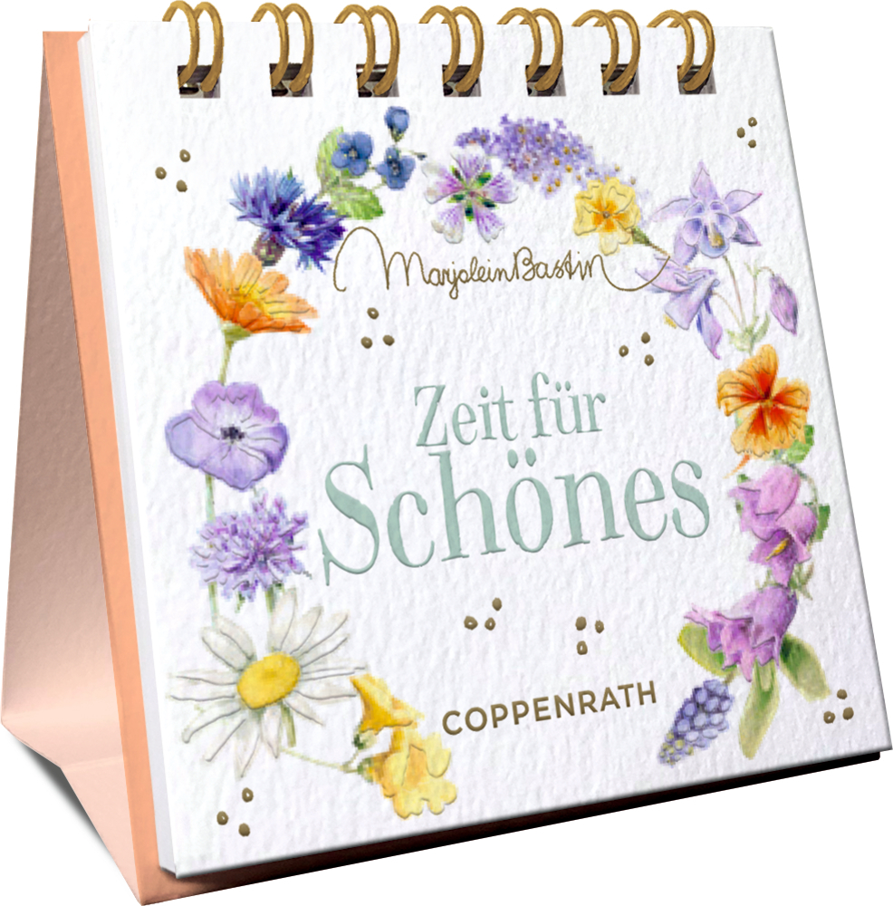 Abgebildet ist der Mini-Spiralaufsteller 'Zeit Für Schönes'. Es ist die Vorderansicht des Produkts zu sehen.