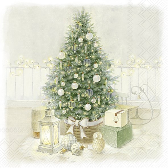 Servietten mit gemütlichem Weihnachtsmotiv für festliche Abende. Das Produkt heißt Cozy Christmas Eve Lunch-Servietten L1093000.