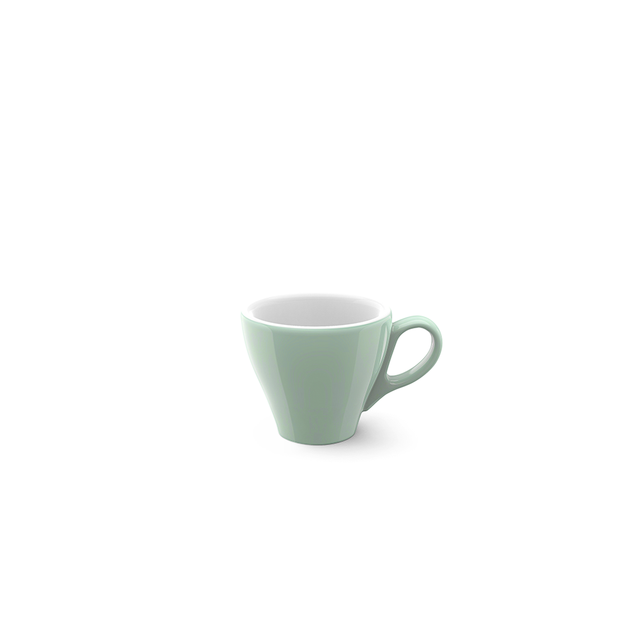 Zu sehen ist eine Espresso Obertasse Classico mit 0,09 l Fassungsvermögen in Salbei Solid Color. Die Tasse eignet sich besonders für Espresso.