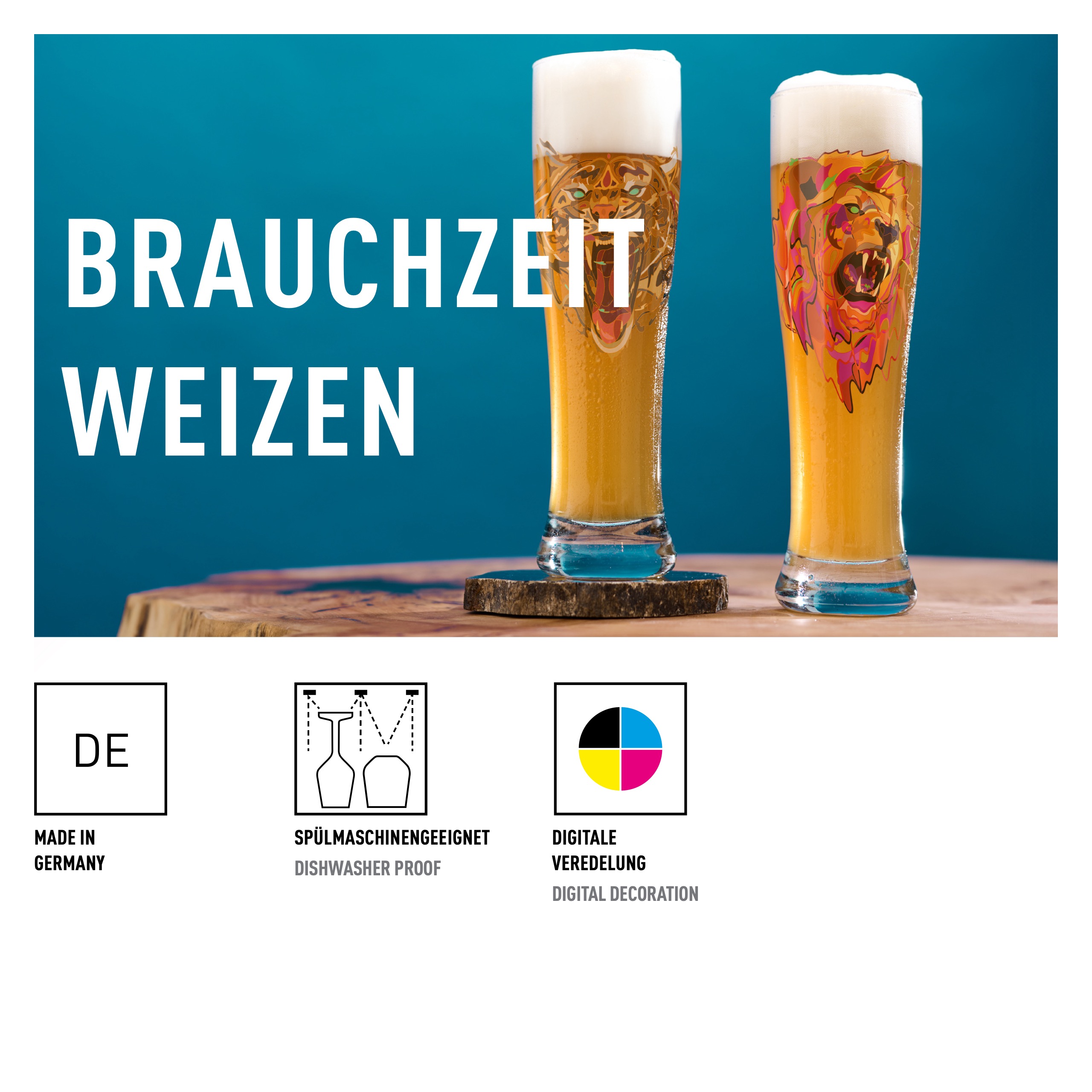 Abgebildet ist das Brauchzeit Weizen 26 T. Dabek H24. Das Weizenglas eignet sich für jede Gelegenheit.