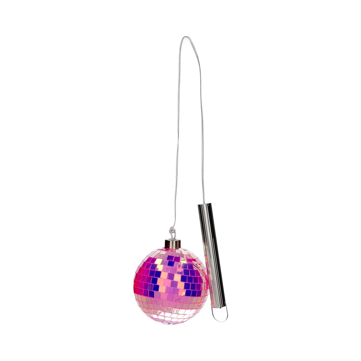 Disco LED-Kugel in Neon Pink mit 10cm Durchmesser. Die auffällige Farbe macht sie zum Blickfang auf jeder Party.