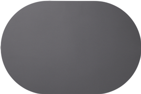 Das Bild zeigt eine große, ovale, dunkelgraue Fläche auf hellem Hintergrund. Es sind keine weiteren Details oder Muster zu erkennen.